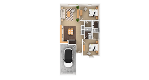 Pearl 2 Bedroom 2 Bathroom Duplex, 998 sq. ft., at Barton Farms Apartments and Duplexes in Greenwood, IN 46143